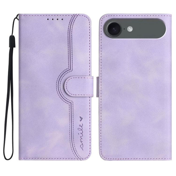 For iPhone 17 Air Heart Pattern Skin Feel Leather Phone Case(Purple)