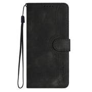 For iPhone 17 Heart Pattern Skin Feel Leather Phone Case(Black)