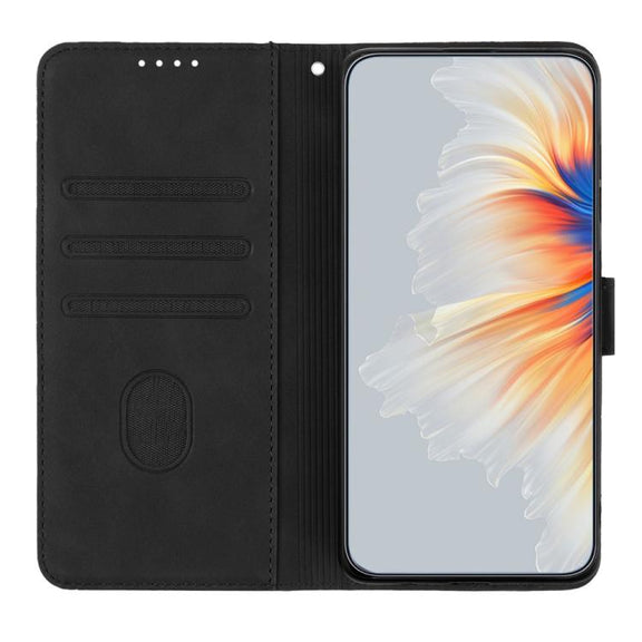 For iPhone 17 Heart Pattern Skin Feel Leather Phone Case(Black)