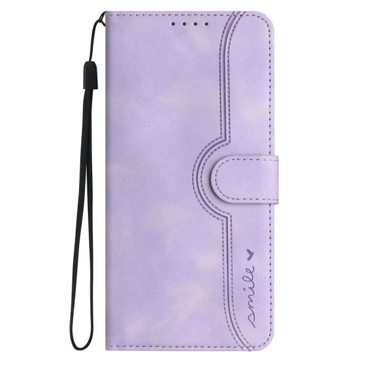 For iPhone 17 Heart Pattern Skin Feel Leather Phone Case(Purple)
