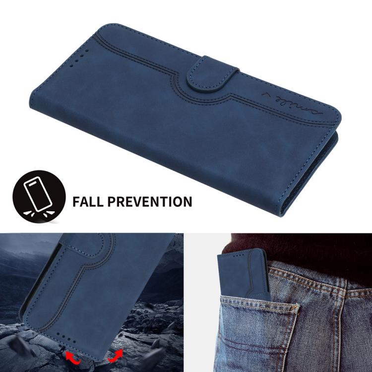 For iPhone 17 Heart Pattern Skin Feel Leather Phone Case(Royal Blue)
