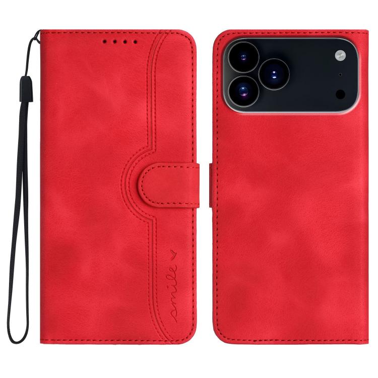 For iPhone 17 Pro Max Heart Pattern Skin Feel Leather Phone Case(Red)