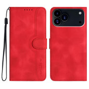 For iPhone 17 Pro Max Heart Pattern Skin Feel Leather Phone Case(Red)