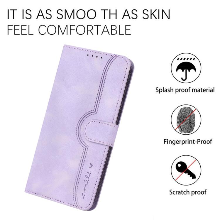 For iPhone 17 Pro Max Heart Pattern Skin Feel Leather Phone Case(Purple)
