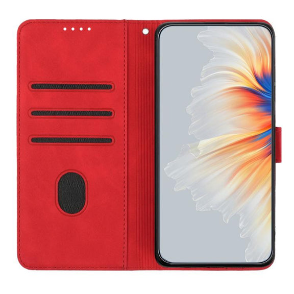 For iPhone 17 Pro Heart Pattern Skin Feel Leather Phone Case(Red)