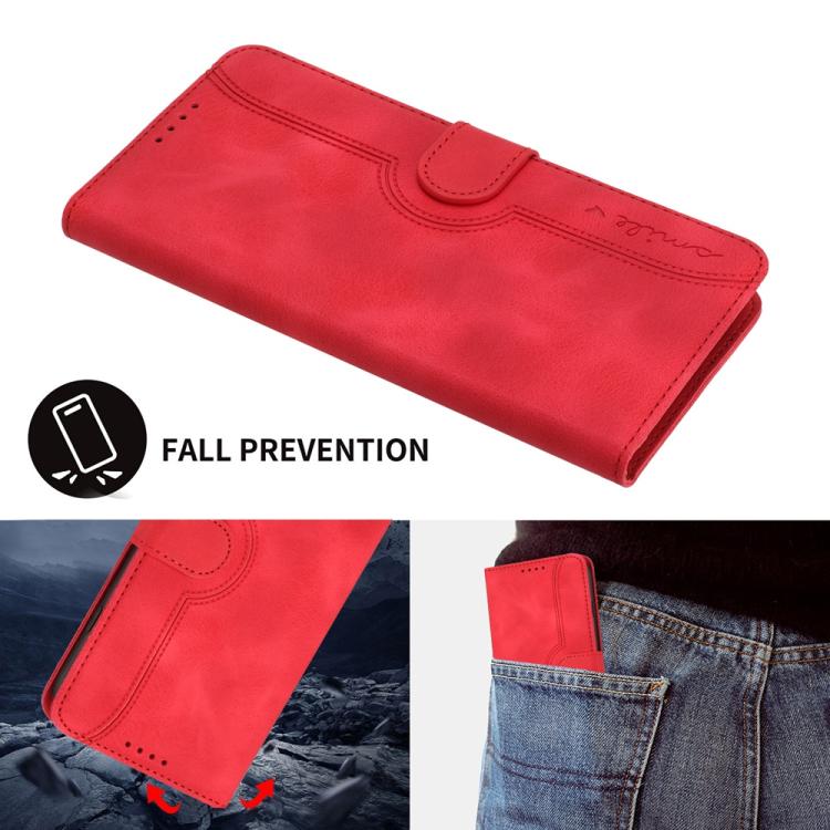For iPhone 17 Pro Heart Pattern Skin Feel Leather Phone Case(Red)