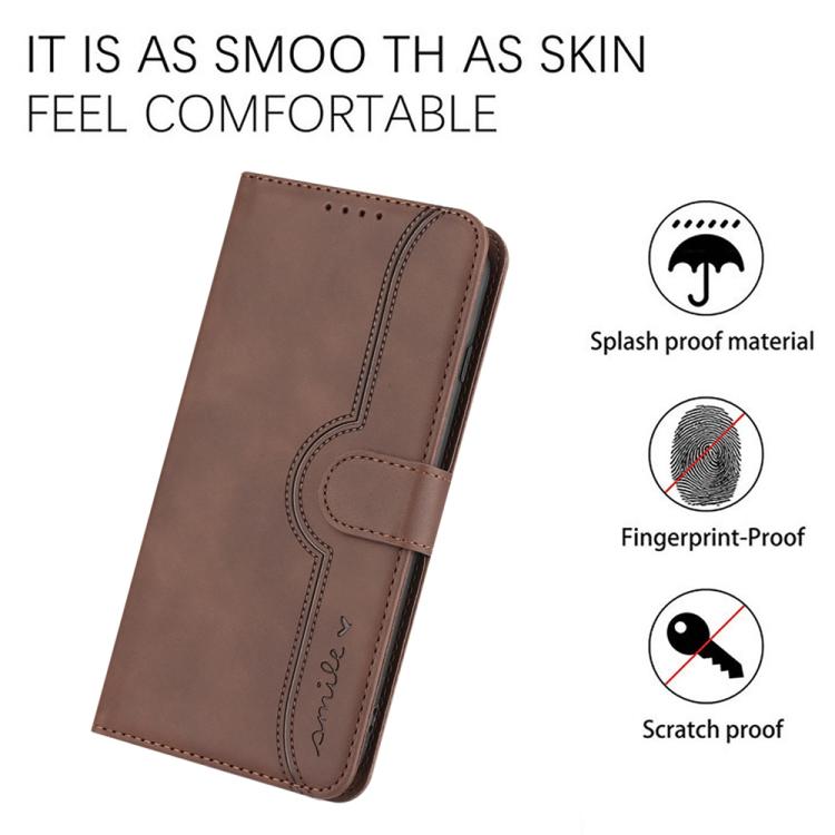 For iPhone 17 Pro Heart Pattern Skin Feel Leather Phone Case(Brown)
