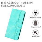 For iPhone 17 Pro Heart Pattern Skin Feel Leather Phone Case(Light Blue)