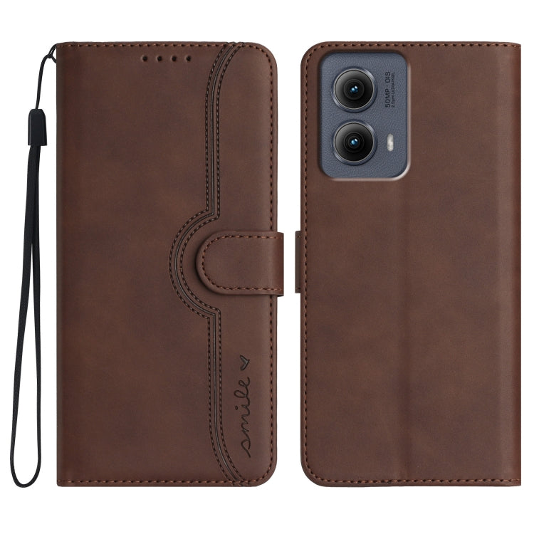 For Motorola Edge 5G 2024 Heart Pattern Skin Feel Leather Phone Case(Brown)