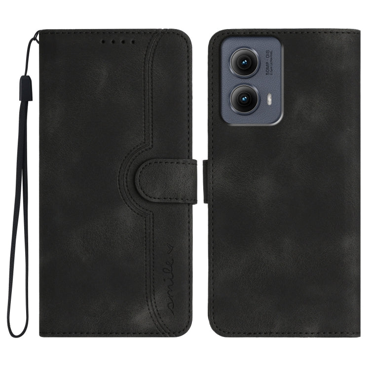 For Motorola Edge 5G 2024 Heart Pattern Skin Feel Leather Phone Case(Black)