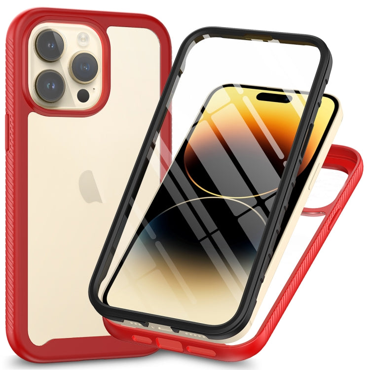 For iPhone 15 Pro Max Starry Sky Solid Color Series PC + TPU Phone Case with PET Film(Red)