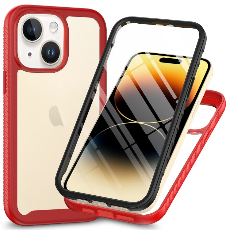 For iPhone 15 Plus Starry Sky Solid Color Series PC + TPU Phone Case with PET Film(Red)