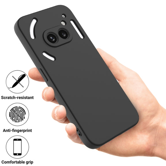 For Nothing Phone 2a Pure Color Liquid Silicone Shockproof Phone Case(Black)