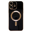 For iPhone 12 Magsafe Plating TPU Phone Case with Lens Film(Black) - iPhone 12 / 12 Pro Cases by PMC TechLife | Online Shopping South Africa | PMC TechLife | Buy Now Pay Later Mobicred