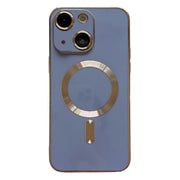 For iPhone 13 Magsafe Plating TPU Phone Case with Lens Film(Light Blue)