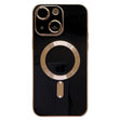 For iPhone 15 Magsafe Plating TPU Phone Case with Lens Film(Black) - iPhone 15 Cases by PMC TechLife | Online Shopping South Africa | PMC TechLife