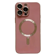 For iPhone 15 Pro Magsafe Plating TPU Phone Case with Lens Film(Rose Red)