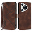 For Huawei Pura 70 Line Pattern Skin Feel Leather Phone Case(Coffee) - Huawei Cases by PMC Jewellery | Online Shopping South Africa | PMC Jewellery | Buy Now Pay Later Mobicred