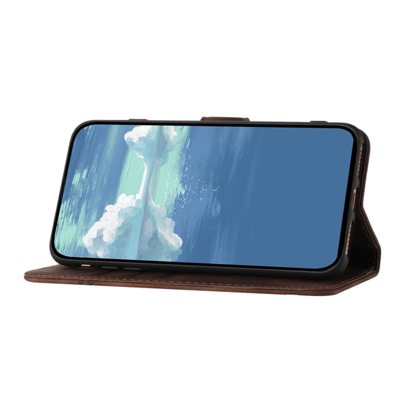 For Huawei Pura 70 Line Pattern Skin Feel Leather Phone Case(Coffee)