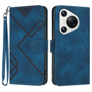 For Huawei Pura 70 Line Pattern Skin Feel Leather Phone Case(Royal Blue)