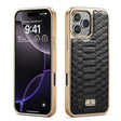 For iPhone 16 Pro Fierre Shann Python Texture Electroplating PU Phone Case(Black) - iPhone 16 Pro Cases by FIERRE SHANN | Online Shopping South Africa | PMC Jewellery | Buy Now Pay Later Mobicred