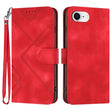 For iPhone 16e Line Pattern Skin Feel Leather Phone Case(Red) - iPhone 16e Cases by PMC TechLife | Online Shopping South Africa | PMC TechLife | Buy Now Pay Later Mobicred