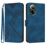 For Realme C67 4G Global Line Pattern Skin Feel Leather Phone Case(Royal Blue)