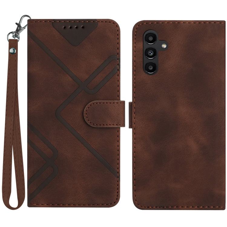 For Samsung Galaxy S23 FE 5G Line Pattern Skin Feel Leather Phone Case(Coffee)