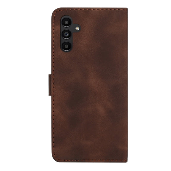 For Samsung Galaxy S23 FE 5G Line Pattern Skin Feel Leather Phone Case(Coffee)
