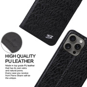 For iPhone 16 Pro Max Fierre Shann Crocodile Texture Magnetic Genuine Leather Phone Case(Black)
