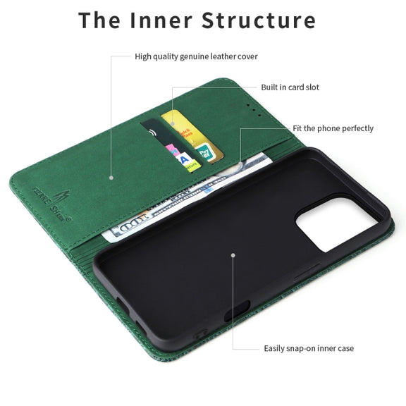 For iPhone 16 Pro Max Fierre Shann Crocodile Texture Magnetic Genuine Leather Phone Case(Green)