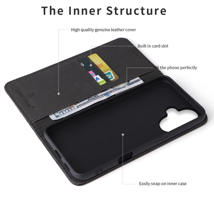 For iPhone 16 Plus Fierre Shann Crocodile Texture Magnetic Genuine Leather Phone Case(Black)