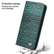 For iPhone 16 Plus Fierre Shann Crocodile Texture Magnetic Genuine Leather Phone Case(Green)