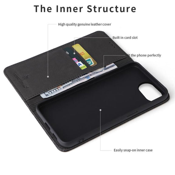 For iPhone 16e Fierre Shann Crocodile Texture Magnetic Genuine Leather Phone Case(Black)