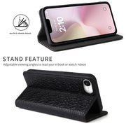 For iPhone 16e Fierre Shann Crocodile Texture Magnetic Genuine Leather Phone Case(Black)