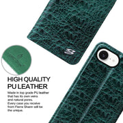 For iPhone 16e Fierre Shann Crocodile Texture Magnetic Genuine Leather Phone Case(Green)