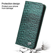 For iPhone 16e Fierre Shann Crocodile Texture Magnetic Genuine Leather Phone Case(Green)