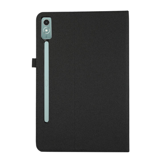 For Lenovo Tab P12 Horizontal Flip TPU + Fabric PU Leather Tablet Case(Black)