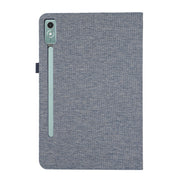 For Lenovo Tab P12 Horizontal Flip TPU + Fabric PU Leather Tablet Case(Dark Blue)
