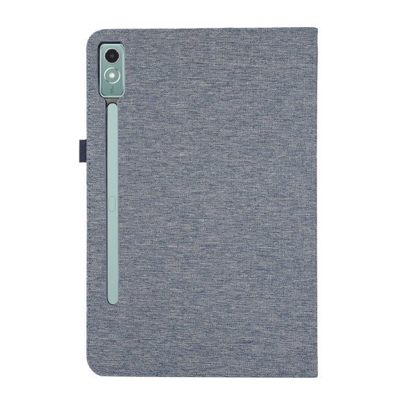 For Lenovo Tab P12 Horizontal Flip TPU + Fabric PU Leather Tablet Case(Dark Blue)