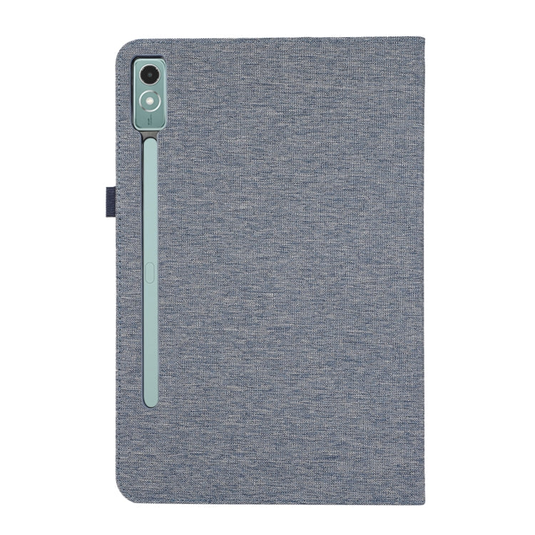 For Lenovo Tab P12 Horizontal Flip TPU + Fabric PU Leather Tablet Case(Dark Blue)