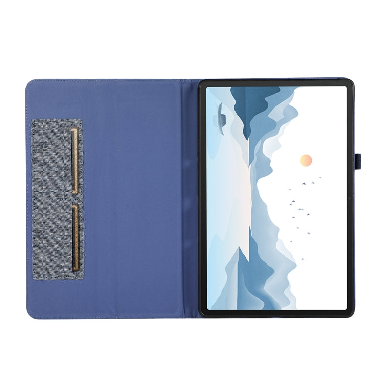 For Lenovo Tab P12 Horizontal Flip TPU + Fabric PU Leather Tablet Case(Dark Blue)