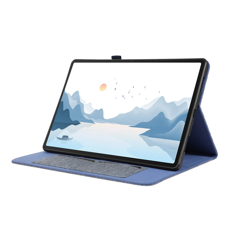 For Lenovo Tab P12 Horizontal Flip TPU + Fabric PU Leather Tablet Case(Dark Blue)