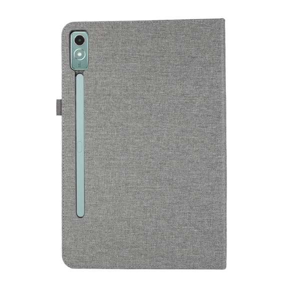 For Lenovo Tab P12 Horizontal Flip TPU + Fabric PU Leather Tablet Case(Grey)