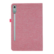 For Lenovo Tab P12 Horizontal Flip TPU + Fabric PU Leather Tablet Case(Rose Red)
