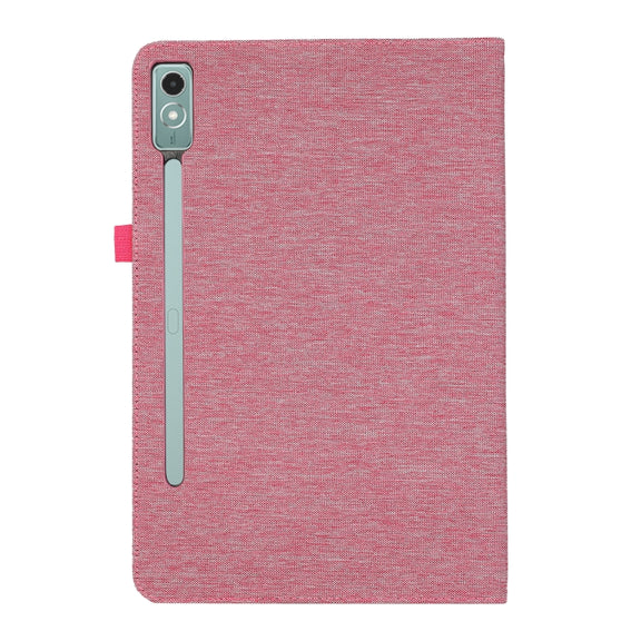 For Lenovo Tab P12 Horizontal Flip TPU + Fabric PU Leather Tablet Case(Rose Red)