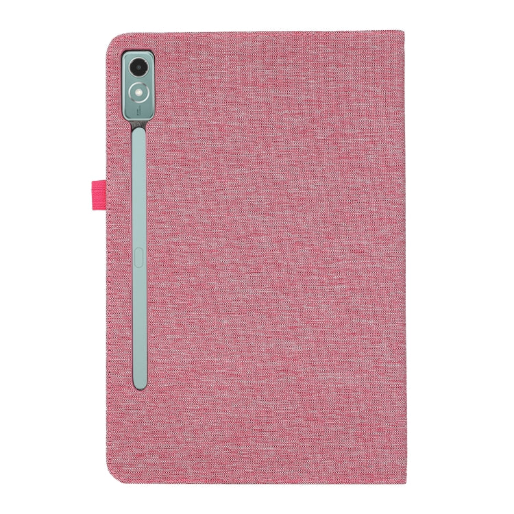 For Lenovo Tab P12 Horizontal Flip TPU + Fabric PU Leather Tablet Case(Rose Red)