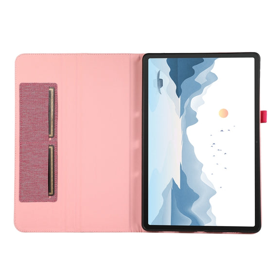 For Lenovo Tab P12 Horizontal Flip TPU + Fabric PU Leather Tablet Case(Rose Red)
