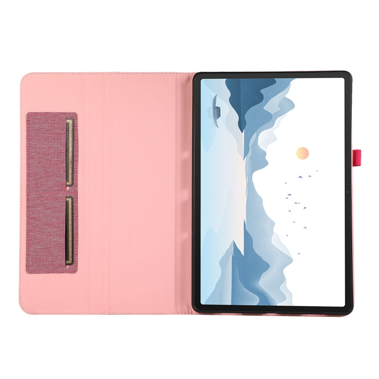 For Lenovo Tab P12 Horizontal Flip TPU + Fabric PU Leather Tablet Case(Rose Red)