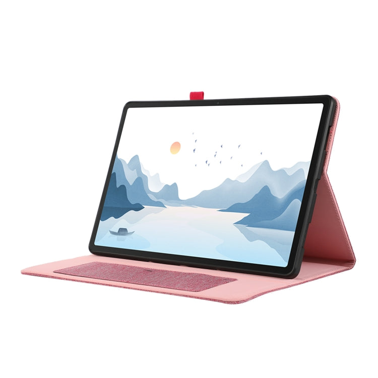 For Lenovo Tab P12 Horizontal Flip TPU + Fabric PU Leather Tablet Case(Rose Red)
